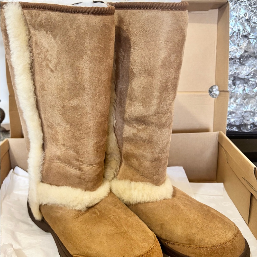 UGG Women's Tall Shearling Lined Suede Boots - Tan